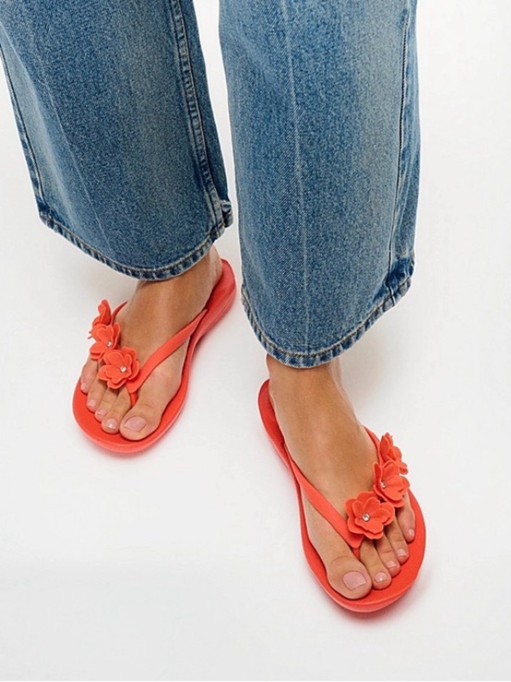 Fitflop Orange Floral Jelly Flip Flops